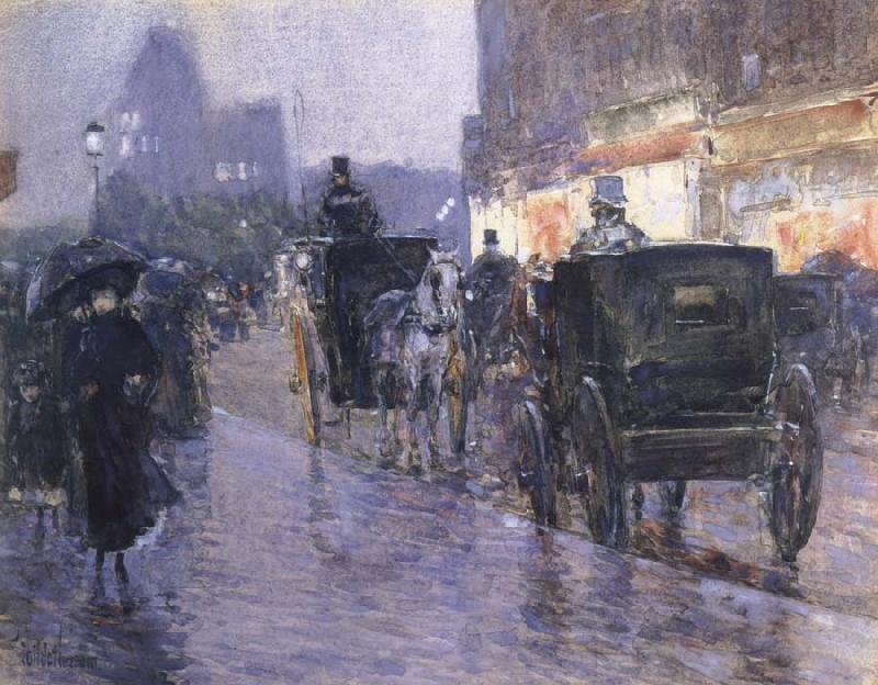 Childe Hassam Horse Drawn Coach at Evening